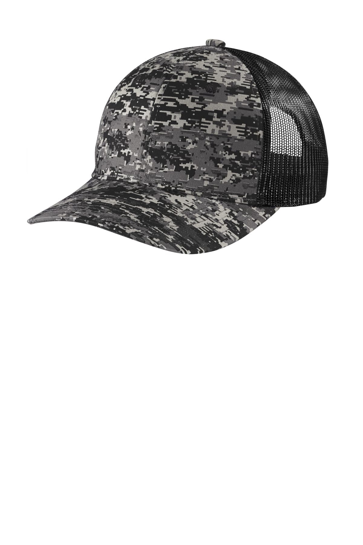 Port Authority Digi Camo Snapback Trucker Cap C404 Black Digi/ Black front