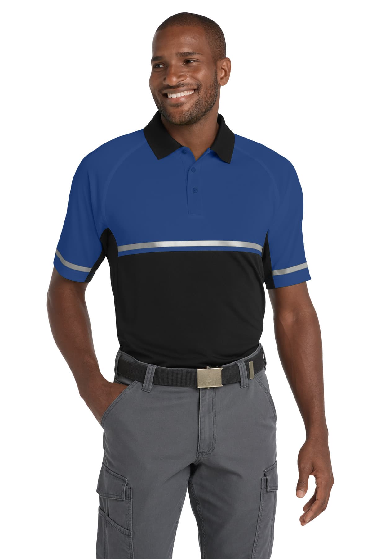 CornerStone Select Lightweight Snag-Proof Enhanced Visibility Polo CS423 Royal/ Black front