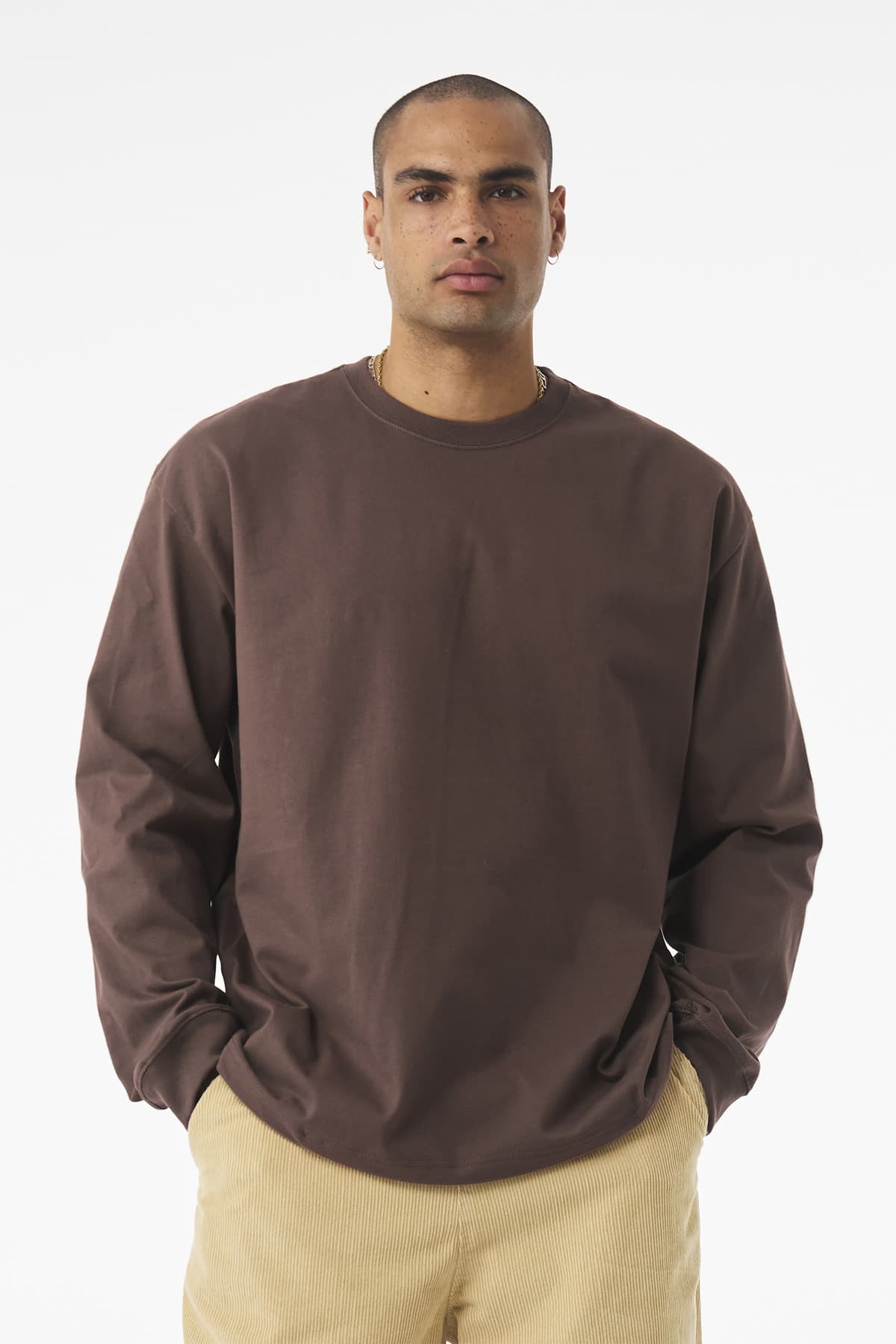 BELLA+CANVAS Unisex 7.5-Ounce Heavyweight Long Sleeve Tee BC4651 Cocoa front